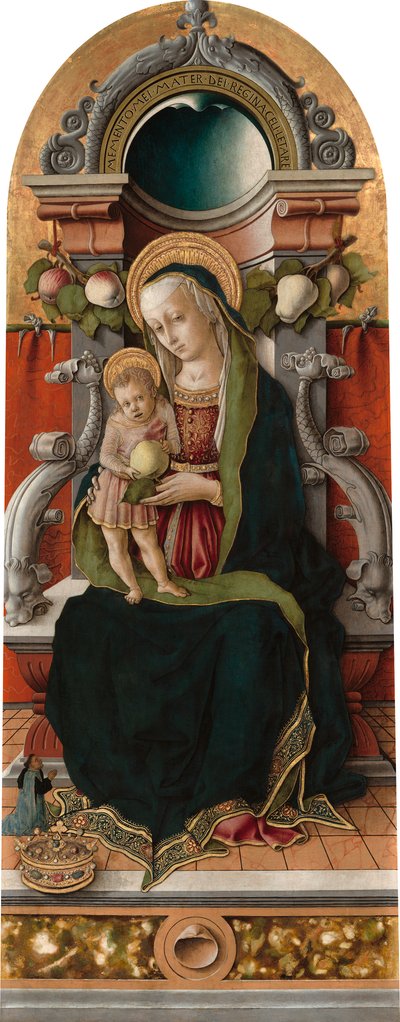 Madonna og barn troner med donor af Carlo Crivelli
