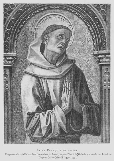 Frans af Assisi beder (litho) af Carlo Crivelli