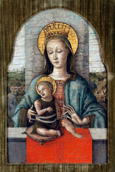 Jomfruen og barnet par Crivelli, Carlo (ca. 1435-c. 1495). Tempera på panel, størrelse: 28x18, ca 1455, Cini Foundation, Venedig af Carlo Crivelli
