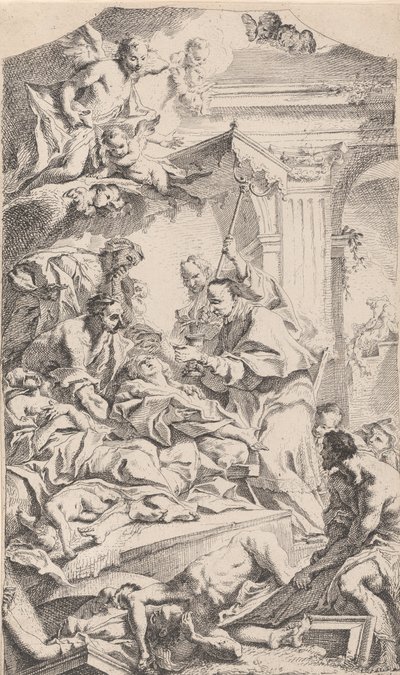 Sankt Charles giver nadver til de pestramte, 1725-75. af Carlo Innocenzo Carloni