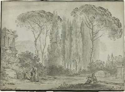 Sørgende på en kirkegård af Carlo Labruzzi