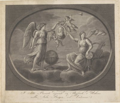 Allegorier om Galileo Galilei Syv planeter malet af Raffaele d
