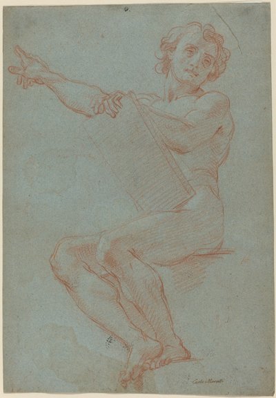 En siddende mand med en tablet af Carlo Maratta