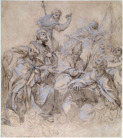 Skitse af en fresco til Santa Maria del Popolo-kirken i Rom. af Carlo Maratta