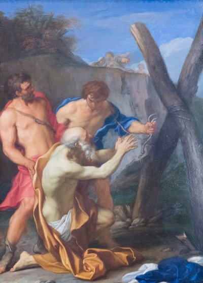 Martyrdøden for den hellige Andrew, C1600-tallet (olie på kobber) af Carlo Maratta or Maratti