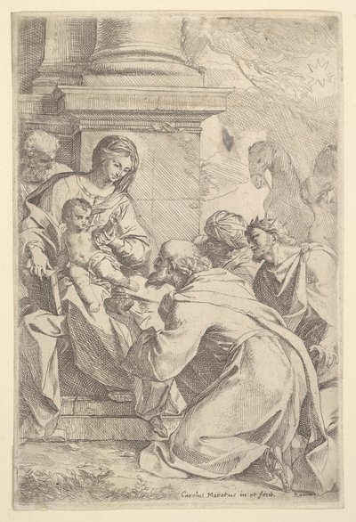 Magiernes tilbedelse. af Carlo Maratta or Maratti