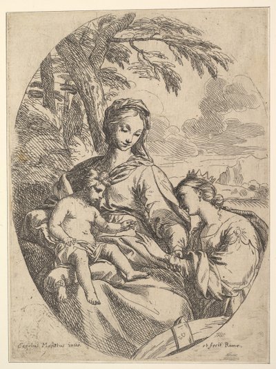 St. Catherines ægteskab. af Carlo Maratta or Maratti