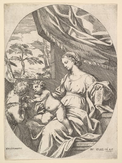 Jomfruen og Barnet med den unge St. Johannes Døberen, 1647. af Carlo Maratta or Maratti