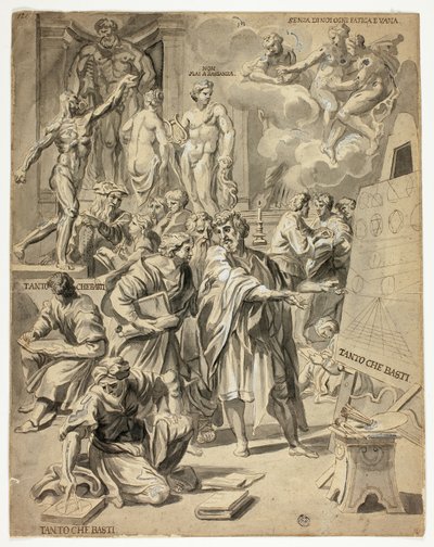 Allegorisk scene i kunstnerens atelier af Carlo Maratti