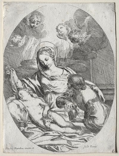 Madonna og barn med Magdalen. af Carlo Maratta or Maratti