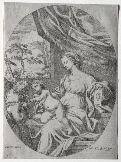 Jomfru og barn med spædbarnet St. John, 1647. af Carlo Maratta or Maratti