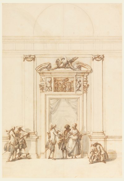 Design til Nordportalen, Grand Gallery, Villa Albani, Rom, Italien af Carlo Marchionni