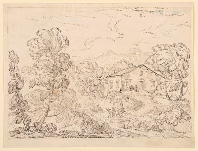Tegning, Et trattoria i skoven, 1760-1770 af Carlo Marchionni