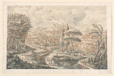 Tegning, En dal, 1750-70 af Carlo Marchionni