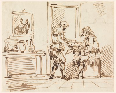 Tegning, En genrescene, 1725-50 af Carlo Marchionni