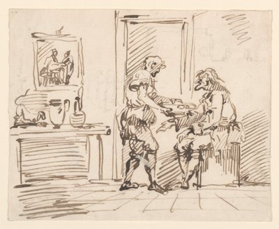 Tegning, En genrescene, 1725-50 af Carlo Marchionni
