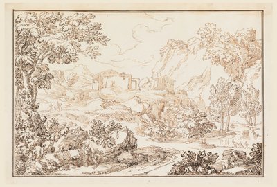 Tegning, Et landskab, 1770-86 af Carlo Marchionni