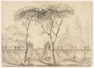 Tegning, Ved porten til en villa, 1770-86 af Carlo Marchionni