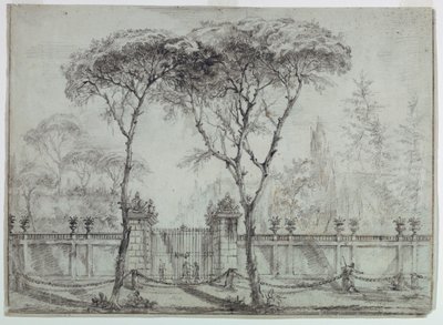 Tegning, Ved porten til en villa, 1770-86 af Carlo Marchionni