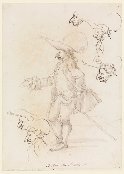 Tegning, karikaturer, ca. 1725-75 af Carlo Marchionni