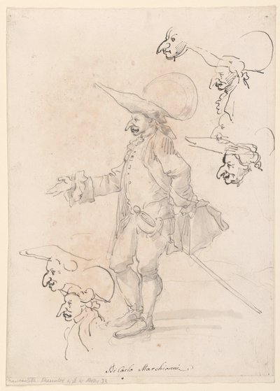 Tegning, karikaturer, ca. 1725-75 af Carlo Marchionni