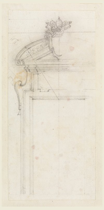 Tegning, design til en dørkasse, 1725-50 af Carlo Marchionni