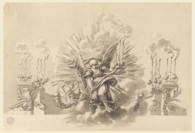 Tegning, Design til en ceremoniel udsmykning, ca. 1760 af Carlo Marchionni