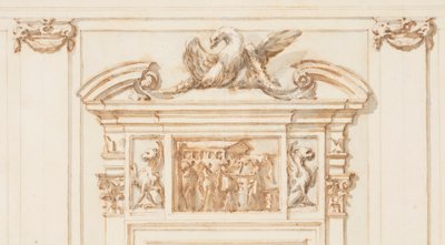 Tegning, design til nordportalen, det store galleri, Villa Albani, Rom, Italien, 1755-56 af Carlo Marchionni