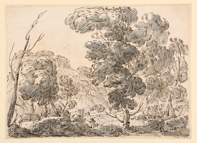 Tegning, Vej i et bjergrigt land, 1770-1786 af Carlo Marchionni
