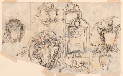 Tegning, skitser, 1740-58 af Carlo Marchionni