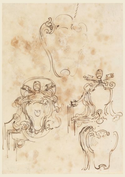 Tegning, Skitser til rammer og rosetter, 1758-69 af Carlo Marchionni