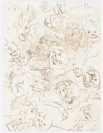 Tegning, studier af hoveder, 1760-80 af Carlo Marchionni
