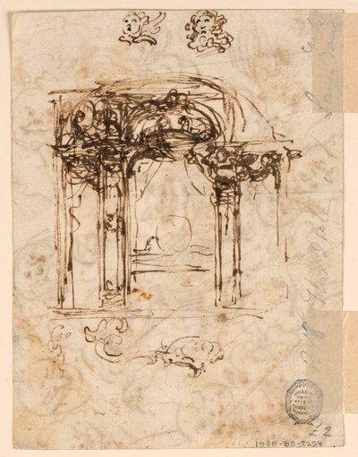 Tegning, studier af hoveder, 1760-80 af Carlo Marchionni