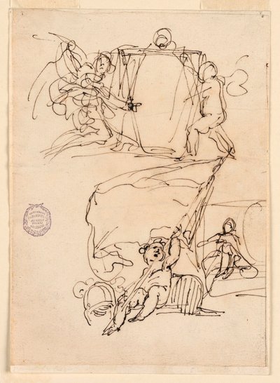 Tegning, Tre skitser, før 1775 af Carlo Marchionni