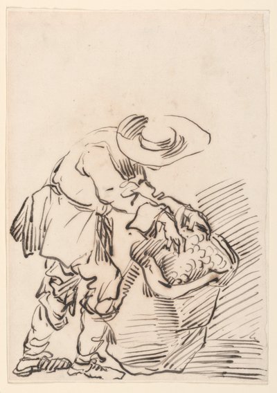 Tegning, arbejdende bonde, 1728-78 af Carlo Marchionni