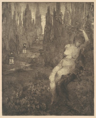 Nøgen kvinde sover i parken, 1890
