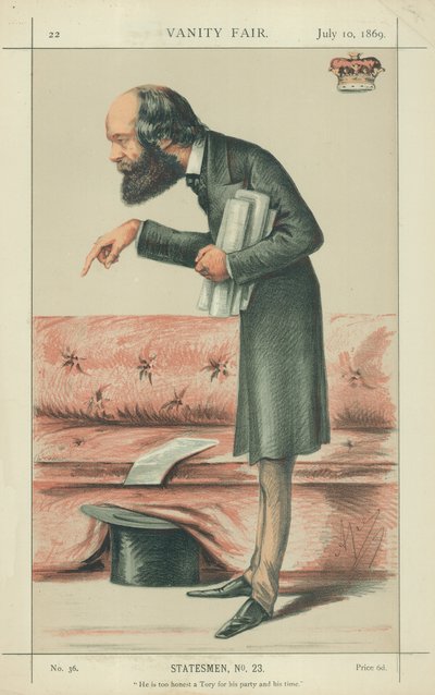 Marquis of Salisbury, Han er for ærlig en Tory til sit parti og sin tid, 10. juli 1869, Vanity Fair tegneserie af Carlo Pellegrini