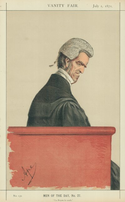 Sir John George Shaw-Lefevre, La Reyne le veult, 1. juli 1871, Vanity Fair tegneserie af Carlo Pellegrini