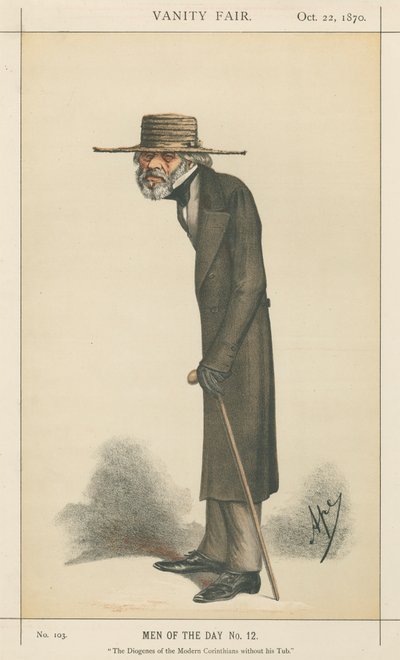 The Diogenes of the Modern Corinthians uden hans badekar, Thomas Carlyle (Vanity Fair-serien) af Carlo Pellegrini