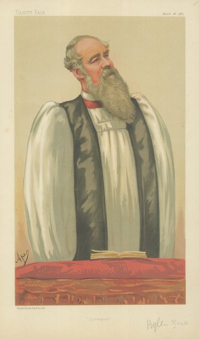 Den højre pastor John Charles Ryle, biskop af Liverpool, Liverpool, 26. marts 1881, Vanity Fair-tegneserie af Carlo Pellegrini