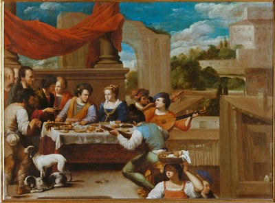 Sankt Lazarus og den rige mand (maleri på lærred) af Carlo Saraceni