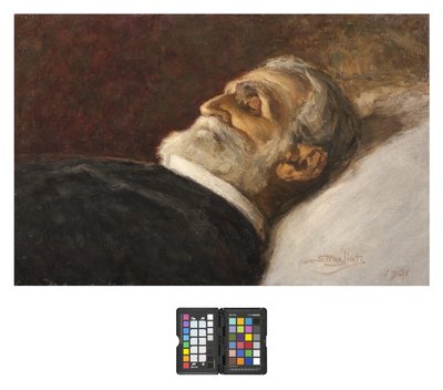 Portræt af Giuseppe Verdi på sit dødsleje af Carlo Stragliati