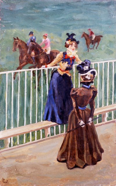 Paris, på racerbanen, af Carlo Wostry (1865-1943), olie på lærred, 55x35 cm af Carlo Wostry