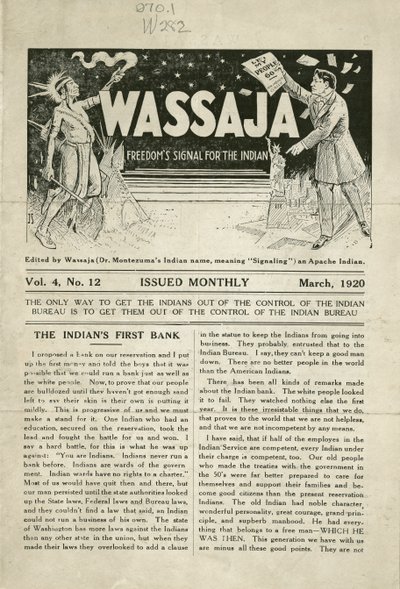Udgave af Wassaja, bind. 4, nr. 12 af Carlos Montezuma