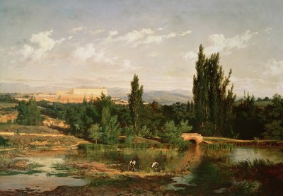 Landskab med en flod, Manzanares af Carlos de Haes