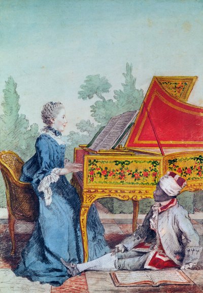 Portræt af Mademoiselle Desgots fra Saint-Domingue med sin slave Laurent af Carmontelle