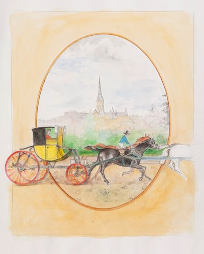 A Heroine in a Hack Post-Chaise, 2009 (wc på papir) af Caroline Hervey Bathurst