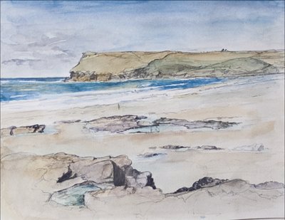 Polzeath and Pentire Head, 2007 (wc på papir) af Caroline Hervey Bathurst