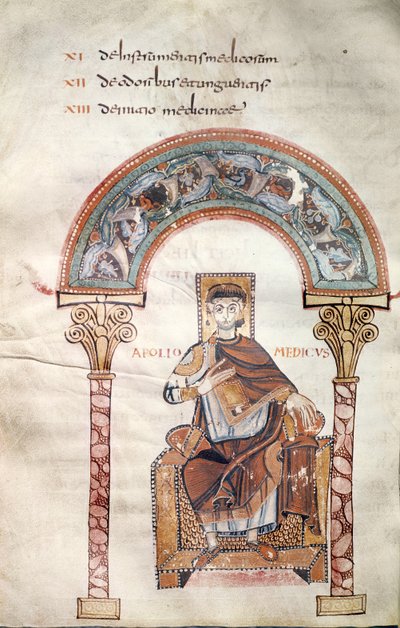 Ms CCII fol.91v Apollo Medicus, fra Etymologiae af Isidore af Sevilla af Carolingian School