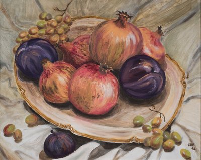 Autumn Fruits, 1992 (olie på papir) af Carolyn Hubbard Ford